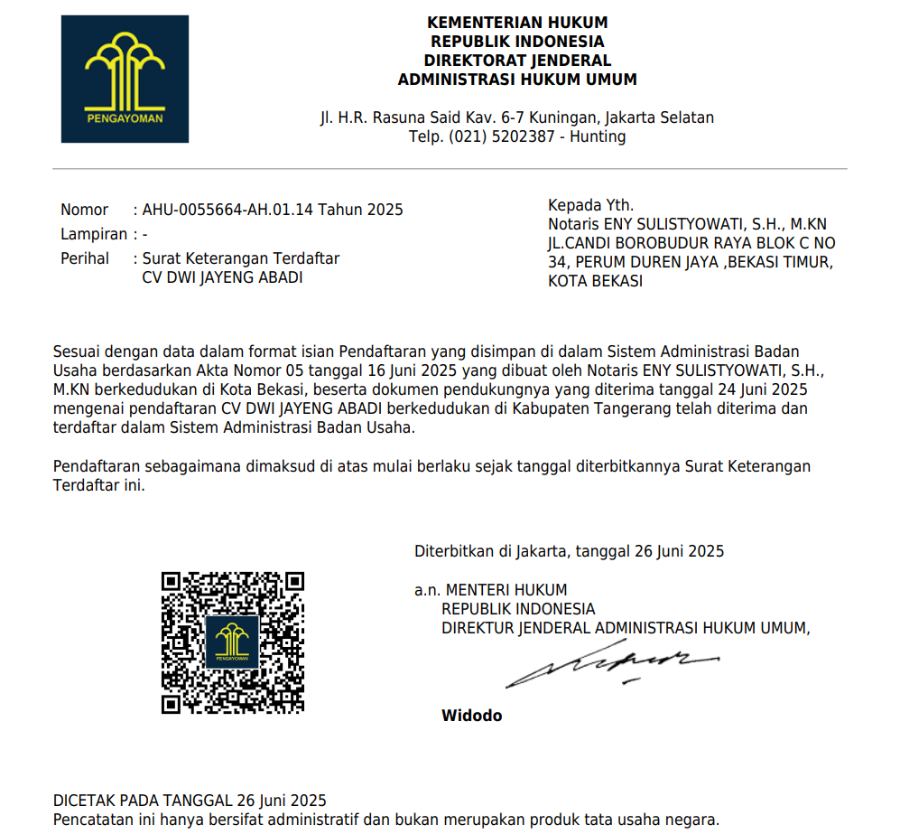 Surat Keterangan Terdaftar